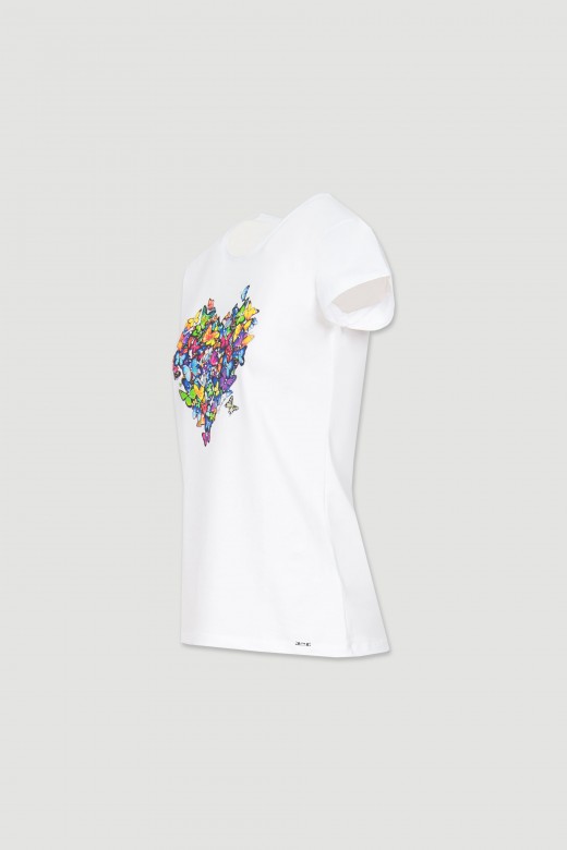 T-shirt de algodão estampada borboletas