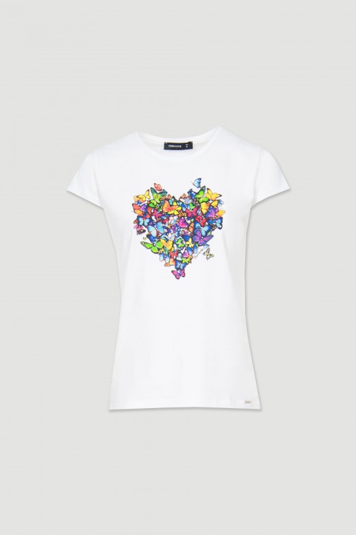 T-shirt en coton imprimé papillon