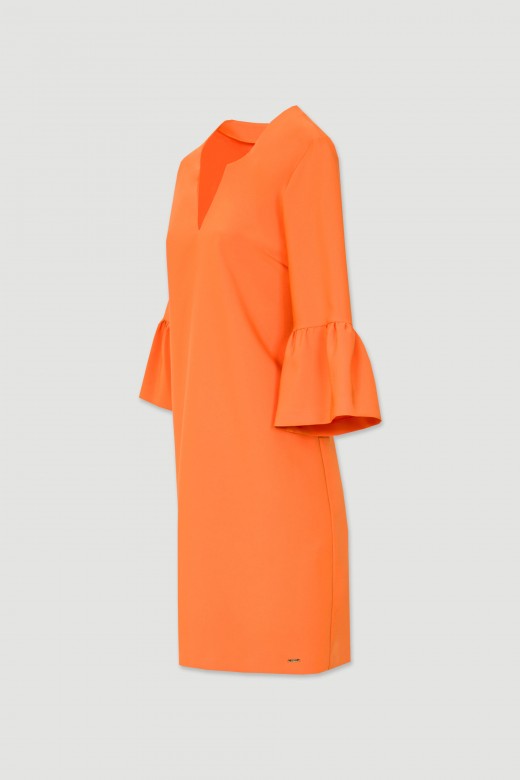 Robe court manches  volants