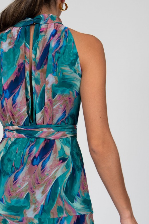 Robe asymétrique fermeture à l´arrière à motifs Robe asymétrique fermeture à l´arrière à motifs