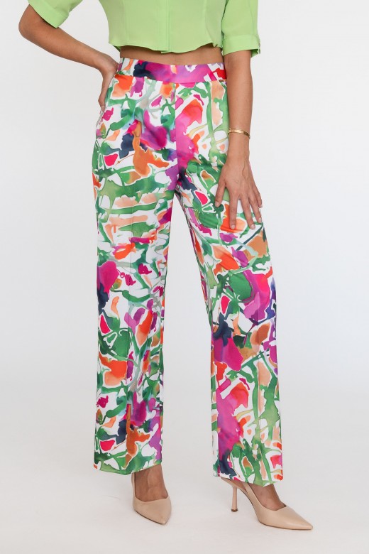 Pantalon large fluide  motif fleuri