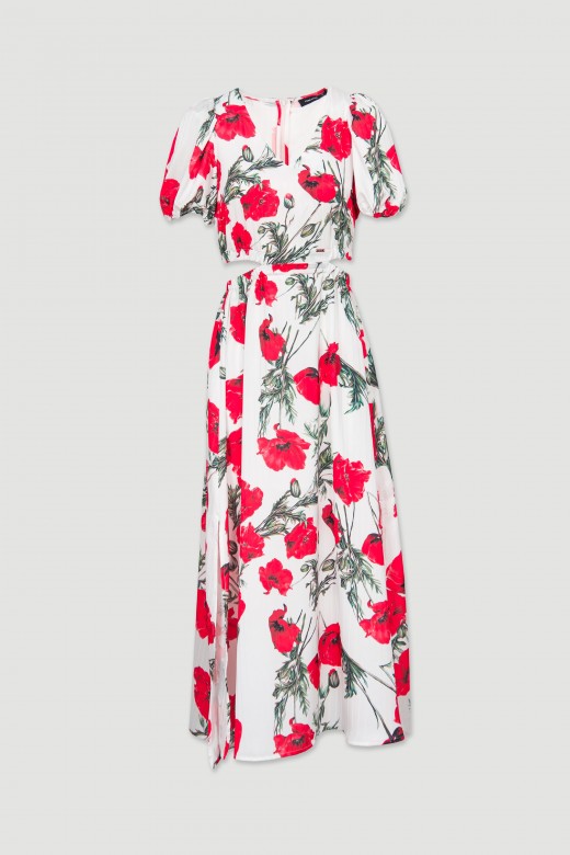 Floral pattern cut-out dress