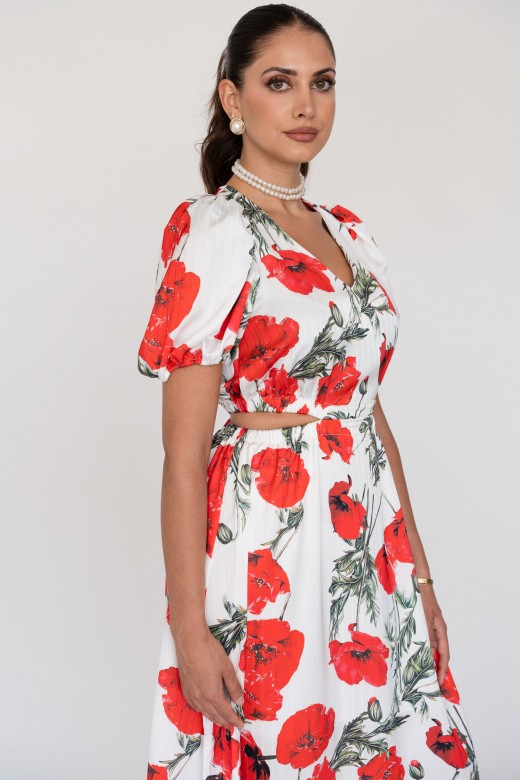 Floral pattern cut-out dress