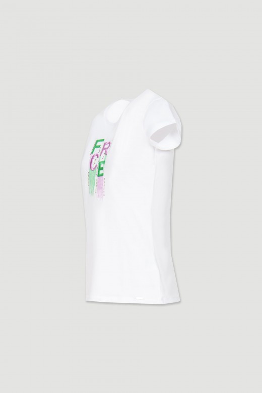 Tee-shirt en coton avec logo et strass