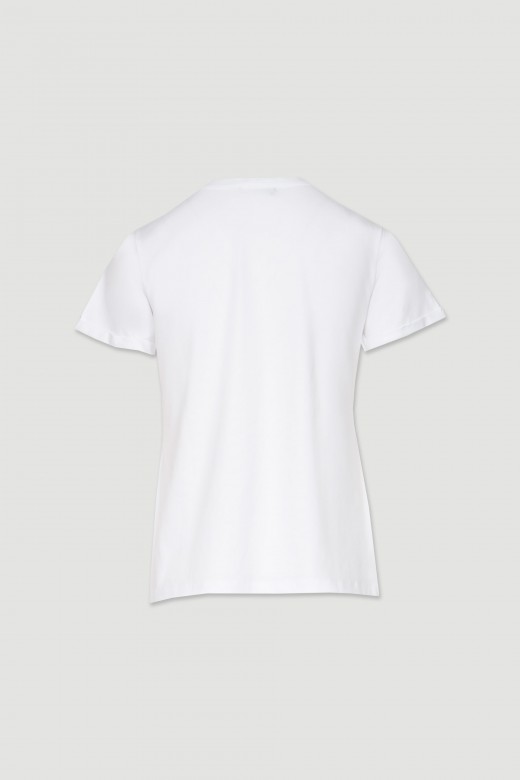 T-shirt algodão estampada com brilhantes
