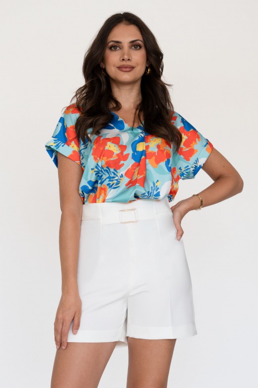 T-shirt satin motif fleuri