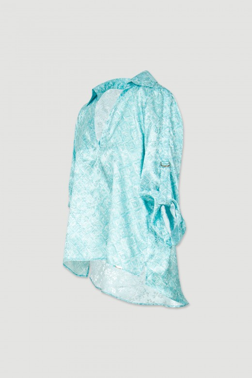 Tunique asymtrique en satin avec col