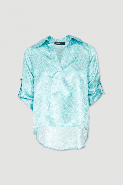 Tunique asymtrique en satin avec col