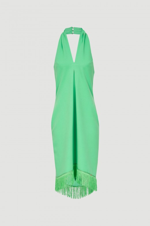 Halter dress with fringes