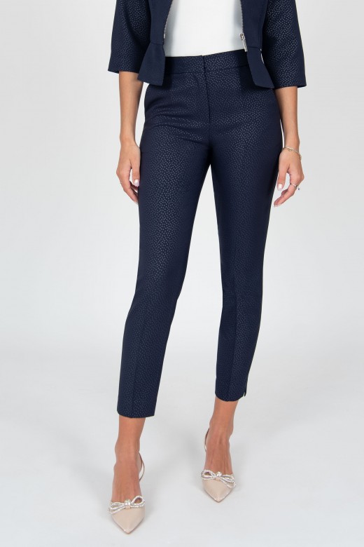 Textured classic pants with elastic waistband