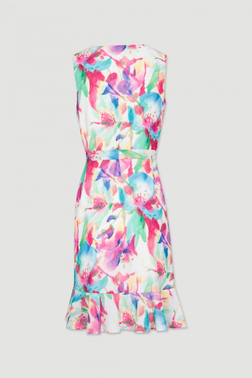 Floral pattern dress with a bow