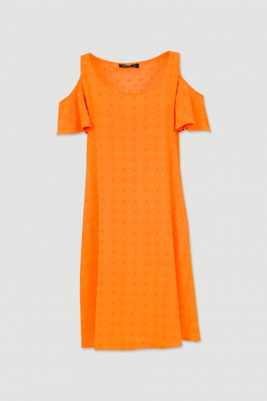 Cut-out dress with plumeti