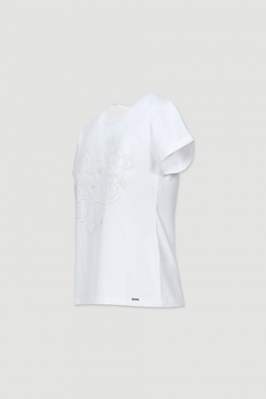 T-shirt de algodão estampada com lantejoulas