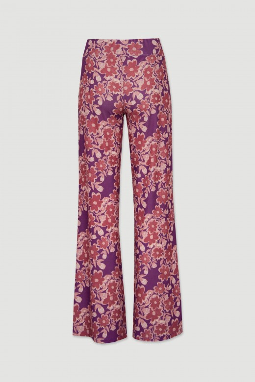 Calças pantalona wide leg estampado floral