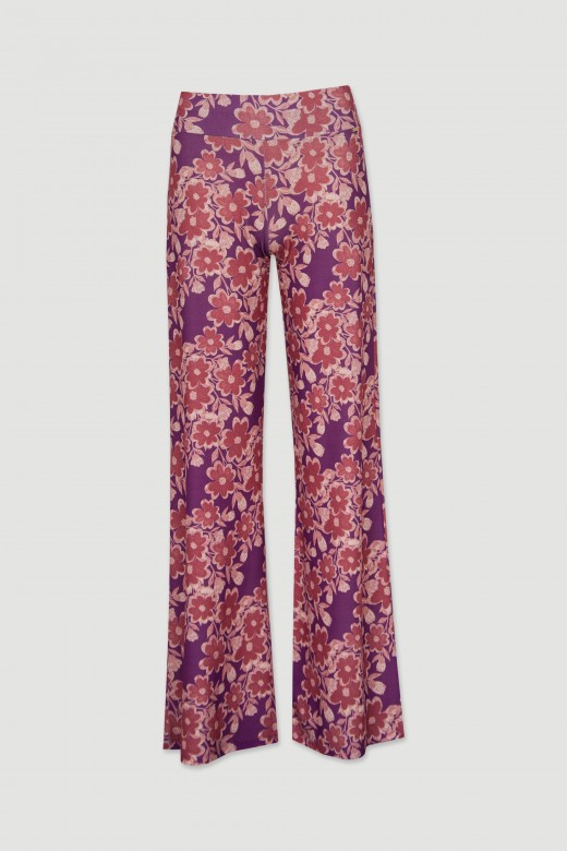 Calças pantalona wide leg estampado floral