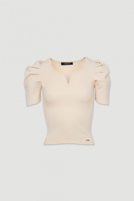 Camisola de malha com pregas