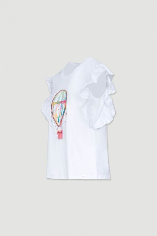 T-shirt de algodão balão de ar quente