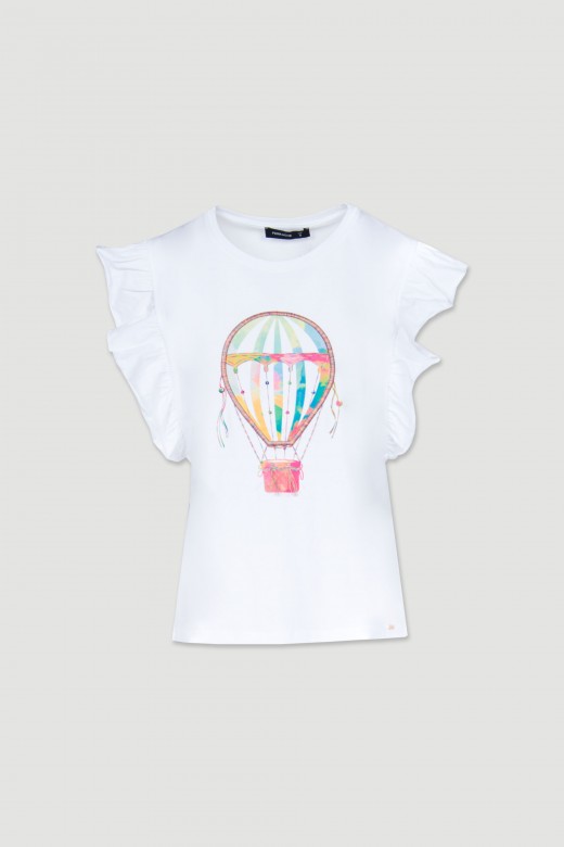 T-shirt de algodão balão de ar quente