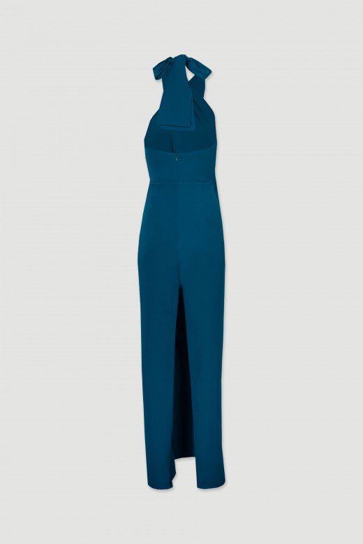 Long halter jumpsuit with loop