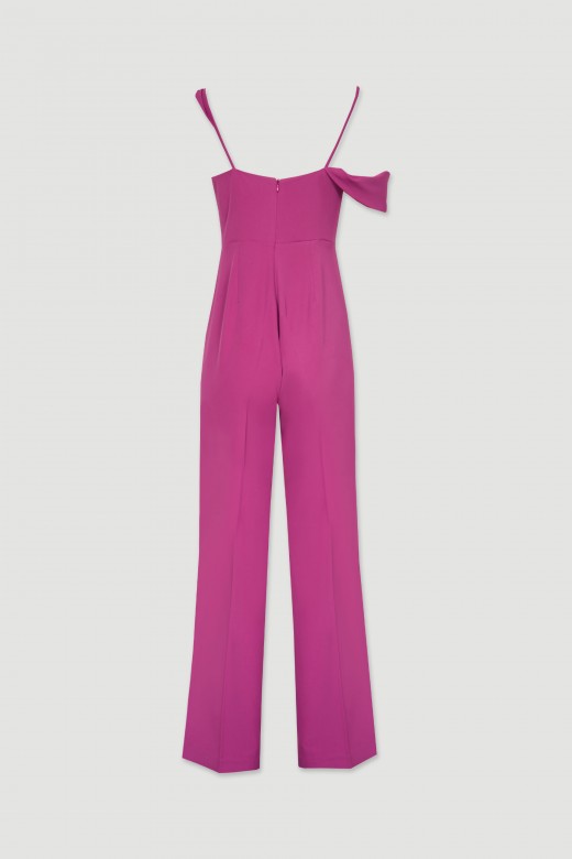 Long jumpsuit with draped neckline