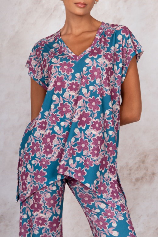 Asymmetric floral print tunic