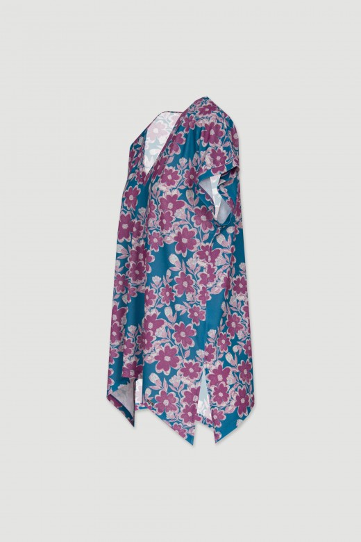Asymmetric floral print tunic