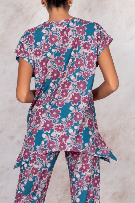 Asymmetric floral print tunic