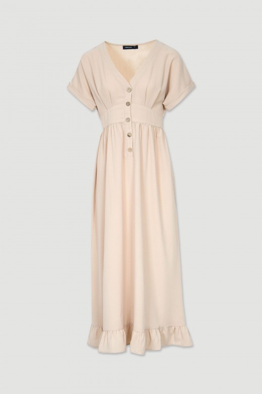 Vestido comprido com botes