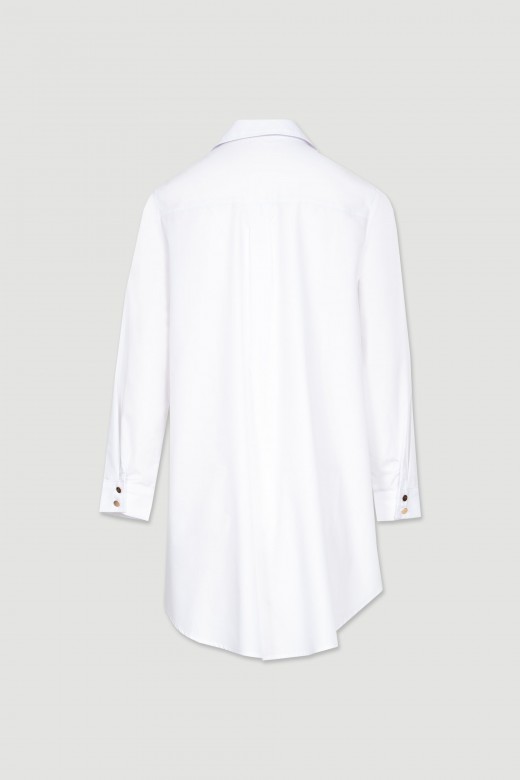 Robe chemise asymétrique en coton à boutons