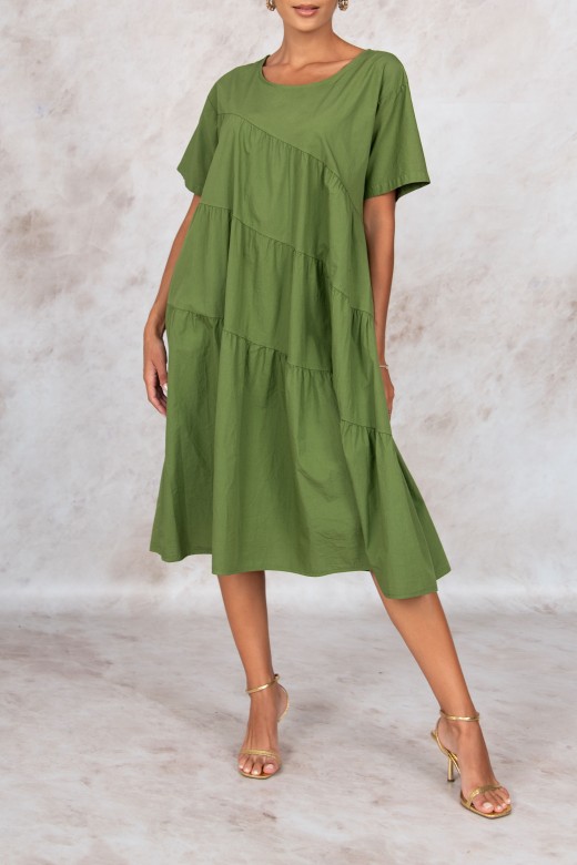 Cotton dress with small pleats