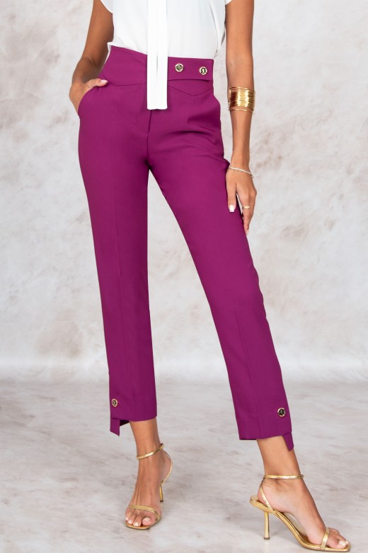 Classic asymmetric pants with buttons