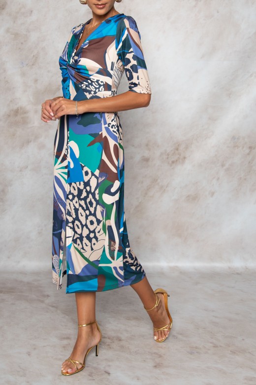 Printed dress with front knot
