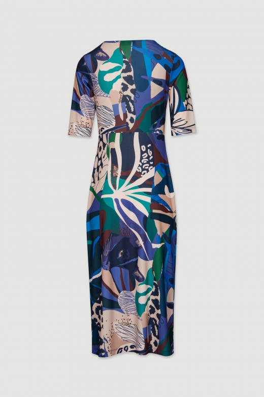 Printed dress with front knot