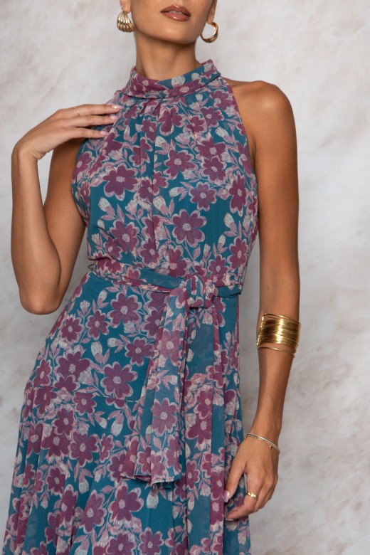 Halter dress with floral print