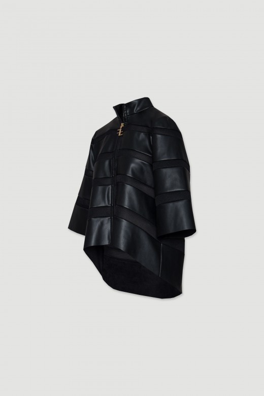 Asymmetric faux leather jacket