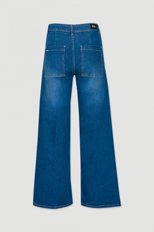 Jeans wide leg curta