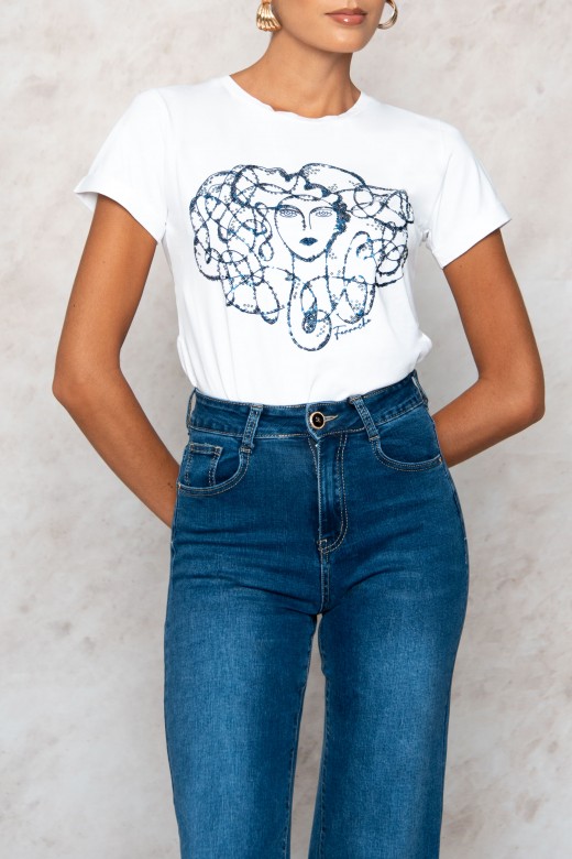 Camiseta de algodn estampada con lentejuelas