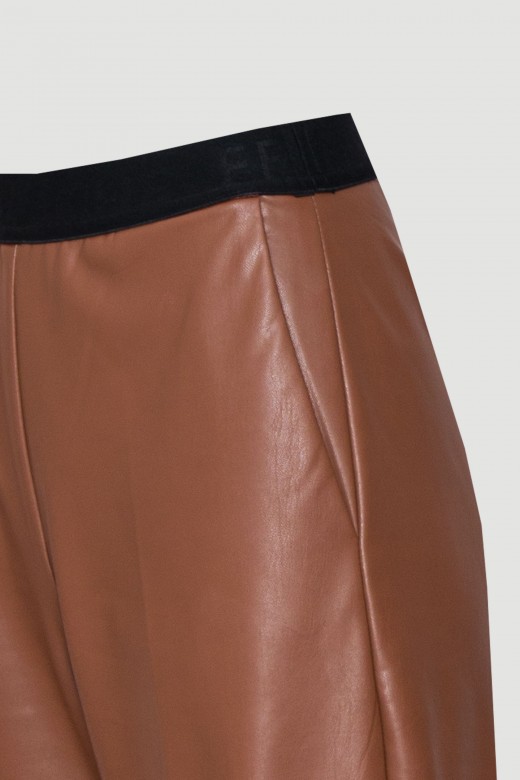 Faux leather pants with custom elastic waistband Faux leather pants with custom elastic waistband
