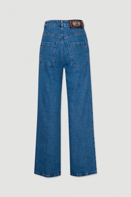 Jeans em algodo wide leg