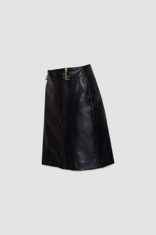 Faux leather skirt with custom zippers
