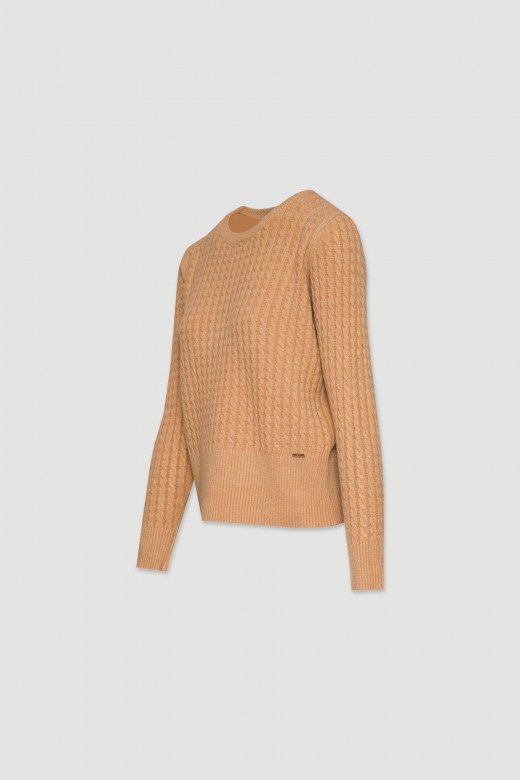 Camisola de malha com efeito entranado