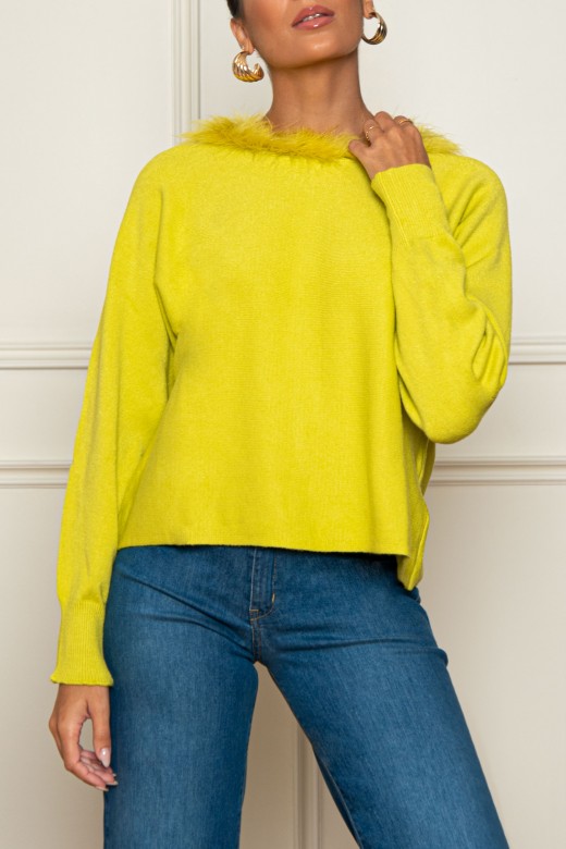 Camisola com gola de plo