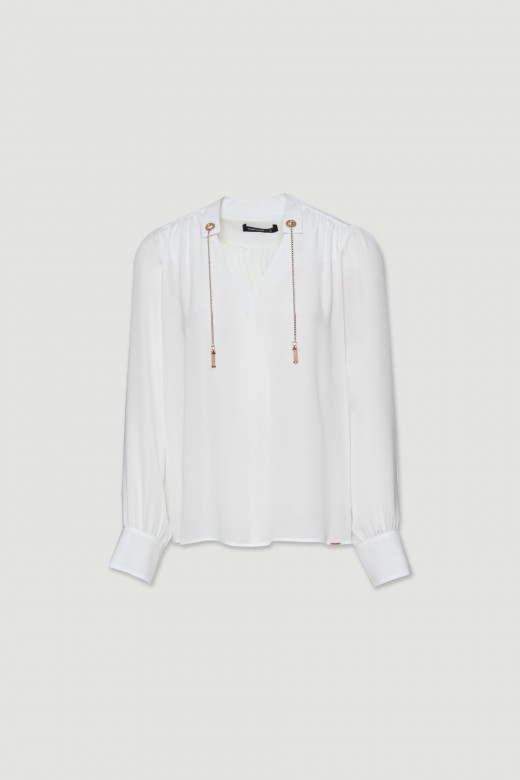 Flowy blouse with chain embellishments