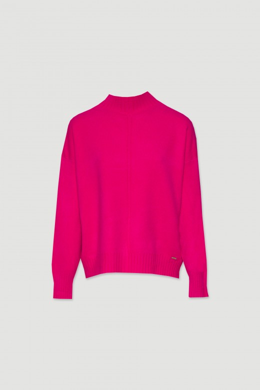 Camisola de malha meia gola