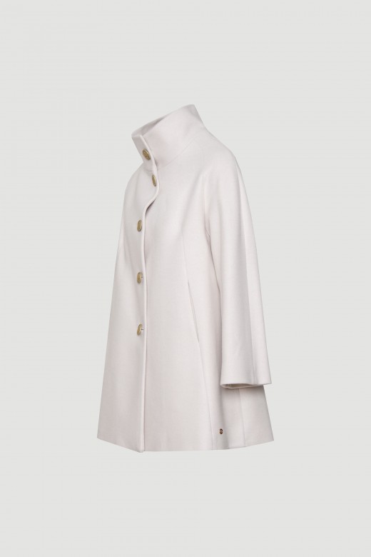 Flared woolen overcoat