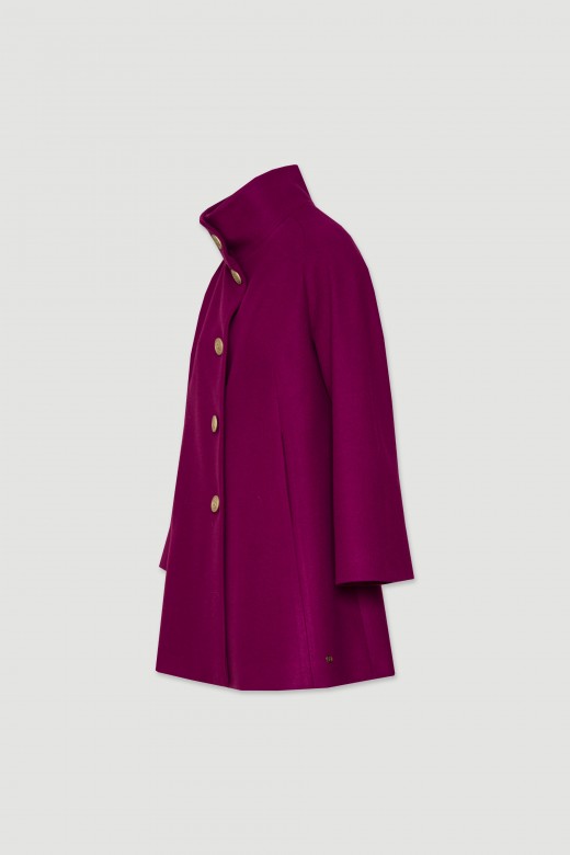 Flared woolen overcoat