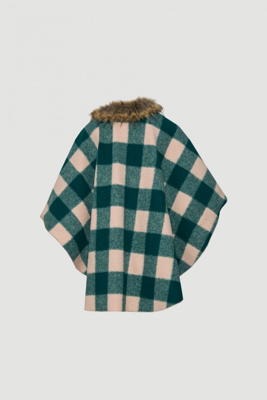 Checked woolen cape