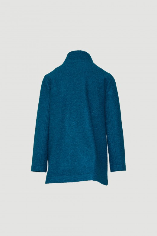 Wool coat with mock neck