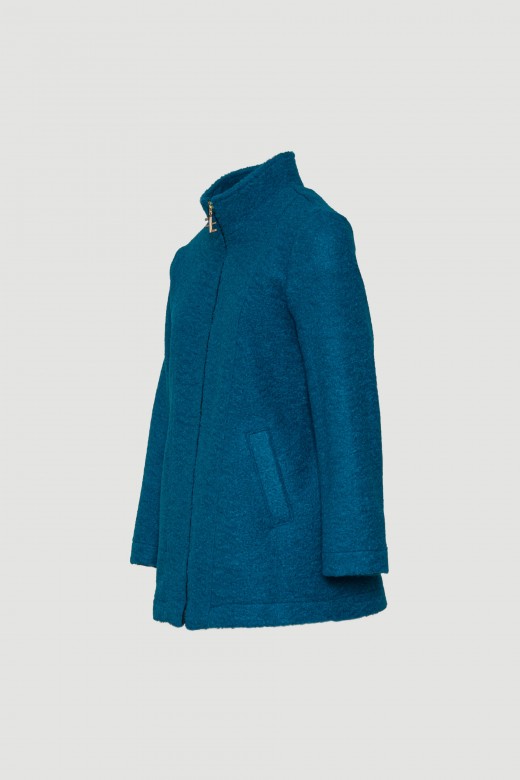 Wool coat with mock neck
