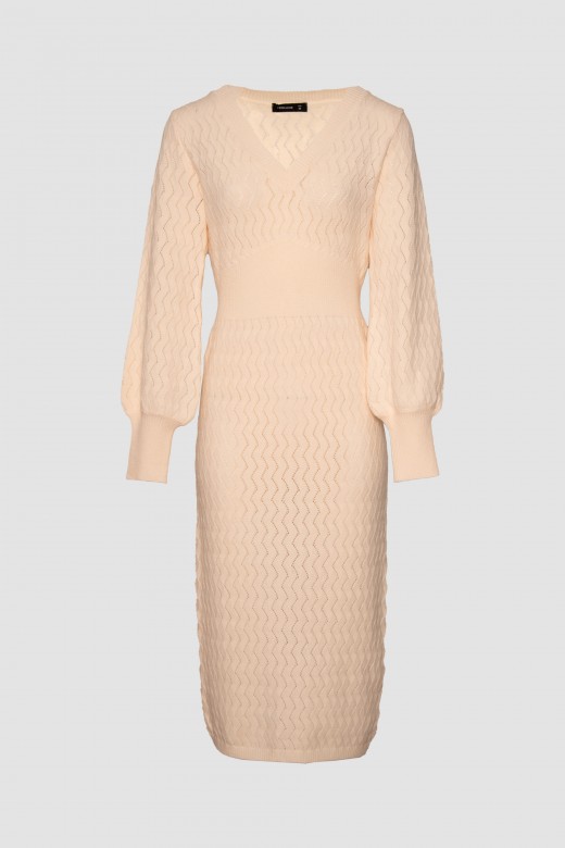 Knit dress with transparency
